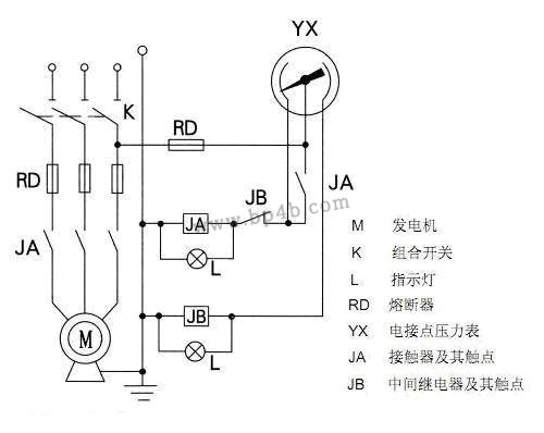 電接點(diǎn)壓力表接線電路圖